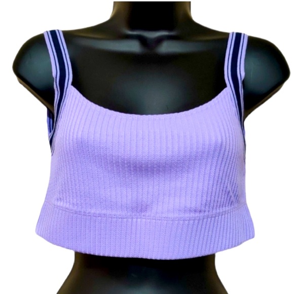 NWOT American Apparel Thick Rib Bralette in Lavender and Black Knit size XL - Picture 2 of 4
